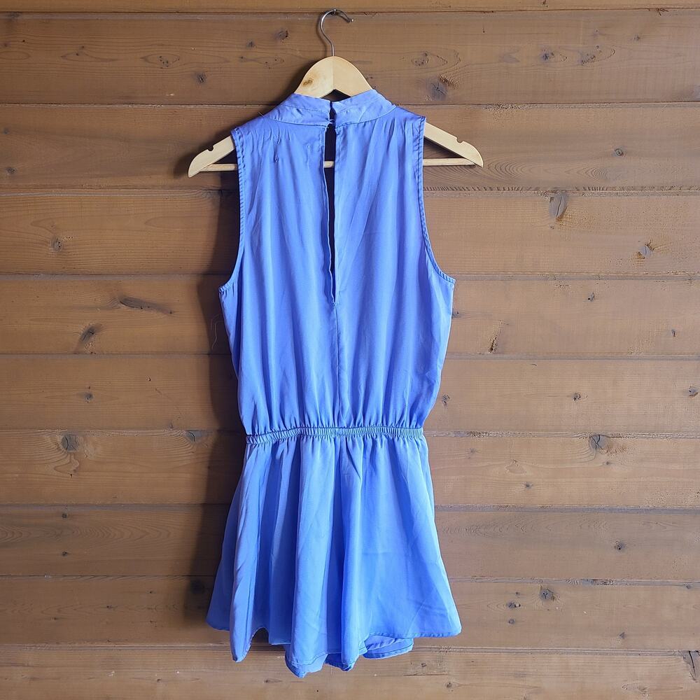 DO+BE Lilac Satin Romper NWT S Tie Waist Tank Top Lilac Bow Vneck Purple Pastel - Picture 4 of 5